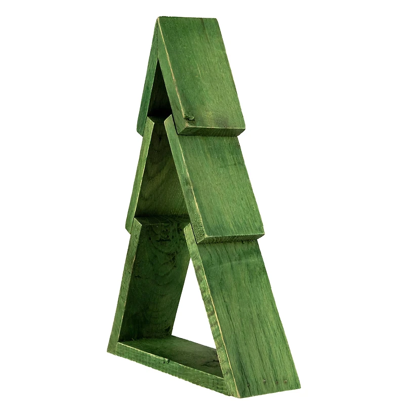 9.5" Green Geometric Wooden Christmas Tree Tabletop Décor