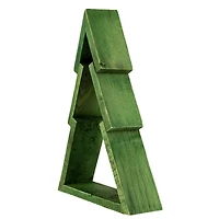 9.5" Green Geometric Wooden Christmas Tree Tabletop Décor