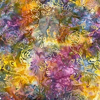 Feldman Batik Raspberry Lavender Tonal Stamp Rose Cotton Fabric