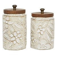 White Dolomite Farmhouse Decorative Jar Set