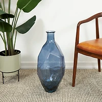 24" Blue Recycled Glass Tall Spanish Bottleneck Vase