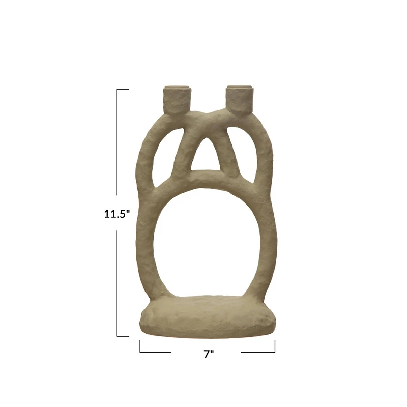 Hello Honey® 12" Ivory Modern Sculptural Double Taper Candle Holder