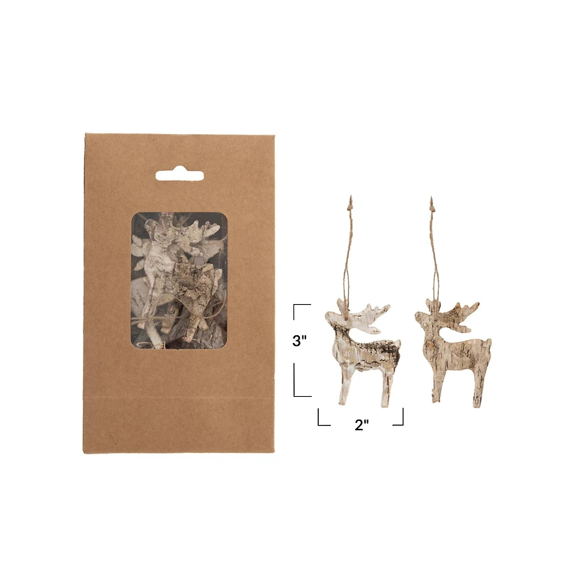 Hello Honey® 15 Pack 3" Natural Birch Bark Deer Shaped Ornaments