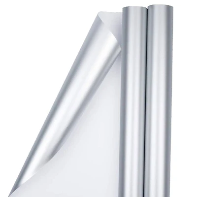 JAM Paper Matte Silver Gift Wrap, 2ct.