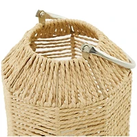 12" Brown Metal Handmade Candle Lantern with Glass Holder and Handle