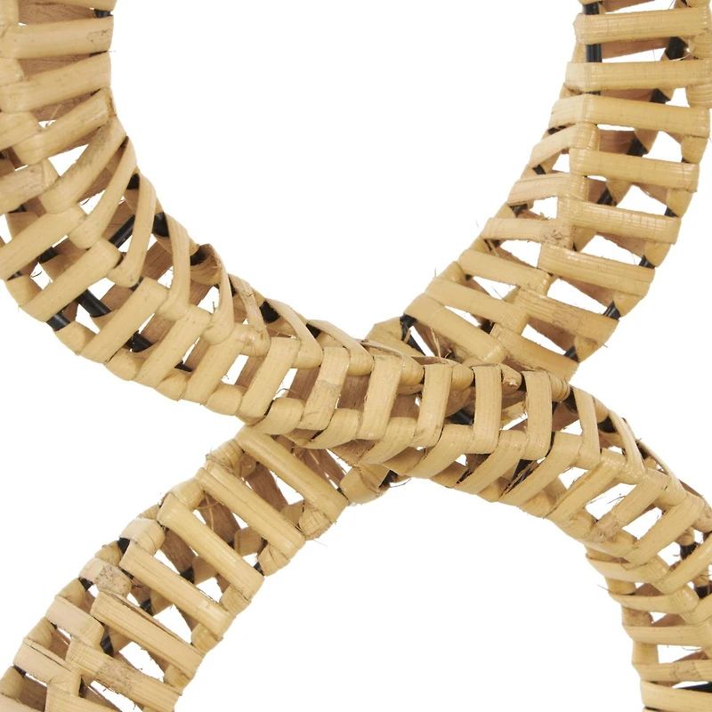 15" Brown Rattan Infinity Sculpture with White Marble Base