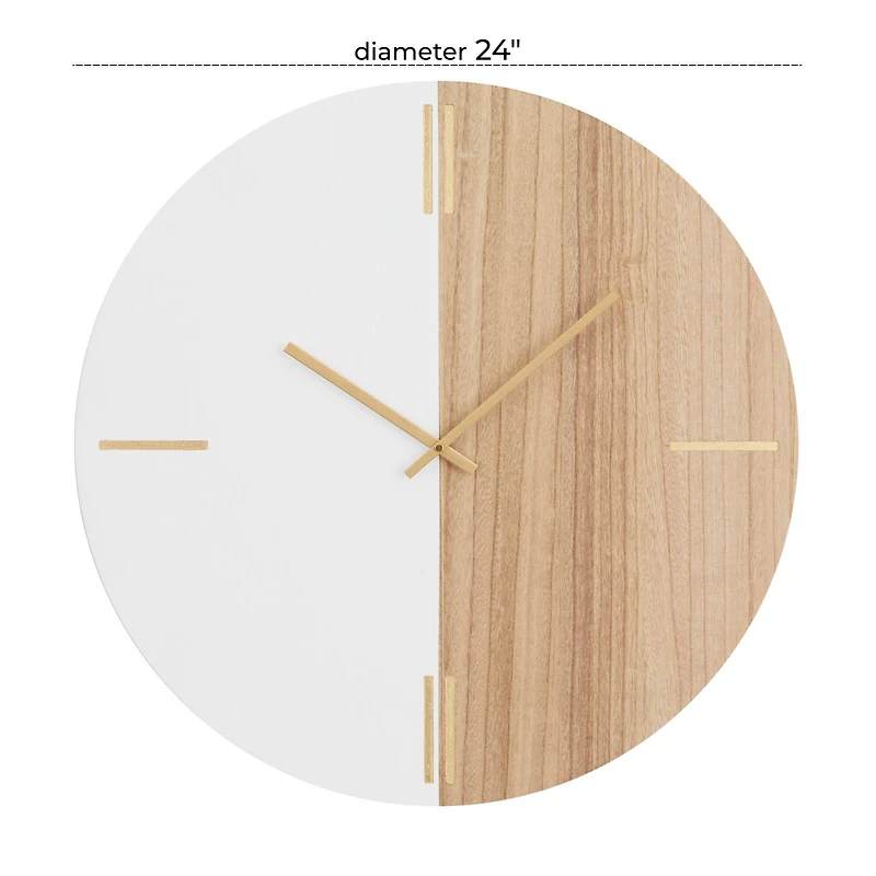 Brown MDF Contemporary Wall Clock, 24" x 24" x 2"