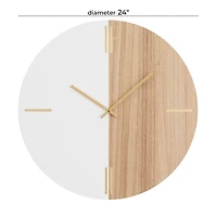 Brown MDF Contemporary Wall Clock, 24" x 24" x 2"