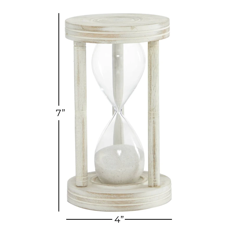 7" White Mango Wood Hourglass Timer 