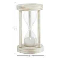 7" White Mango Wood Hourglass Timer 