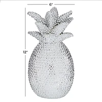 Silver Polystone Glam Pineapple Sculpture, 12" x 6" x 6"