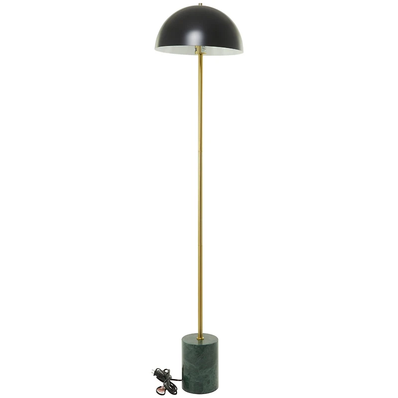 Black Metal Umbrella Style Floor Lamp with Marble Base 14" x 14" x 62"
