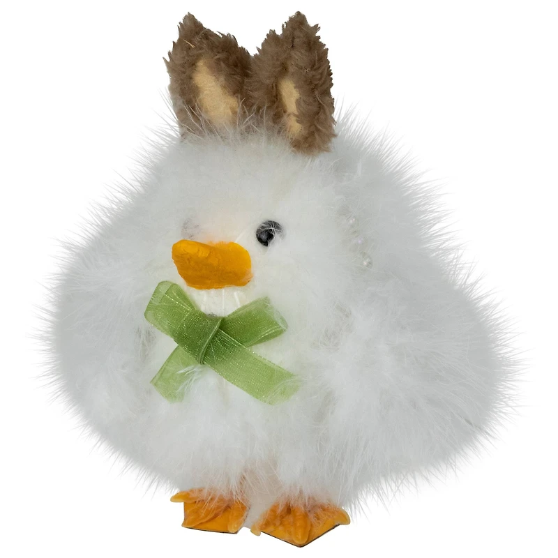 5.5" White Easter Duck Accent with Bunny Ears