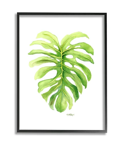 Stupell Industries Monstera Leaf Tropical Plant Over White in Frame Wall Art