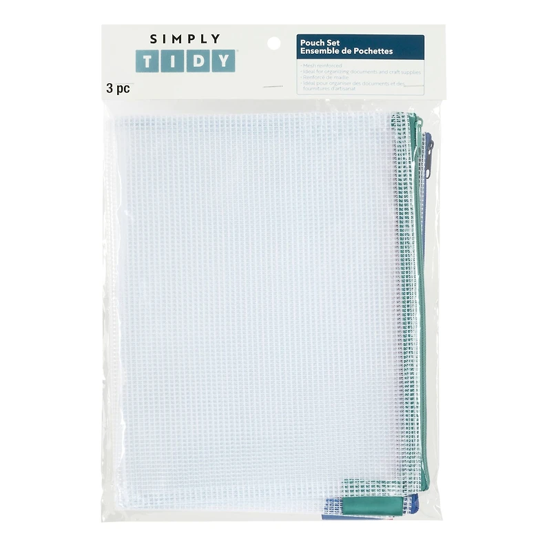 10" Mixed Mesh Accessory Zipper Pouches by Simply Tidy®, 3ct.