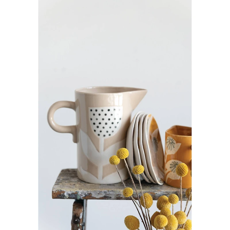 Hello Honey® 5.5" Hand Painted Stoneware Plate with Floral Pattern Set, 4ct.