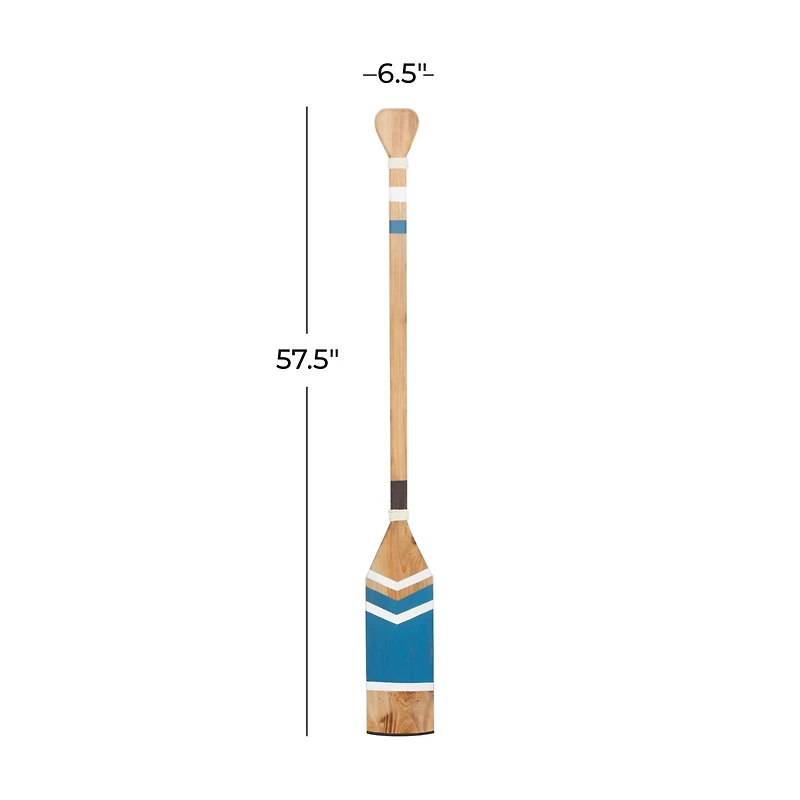 Coastal Brown White and Blue Wood Oar Wall Art, 58" x 7" x 2"