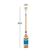 Coastal Brown White and Blue Wood Oar Wall Art, 58" x 7" x 2"