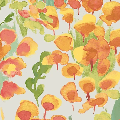 PKL Studio Coral Watercolor Floral Cotton Home Décor Fabric