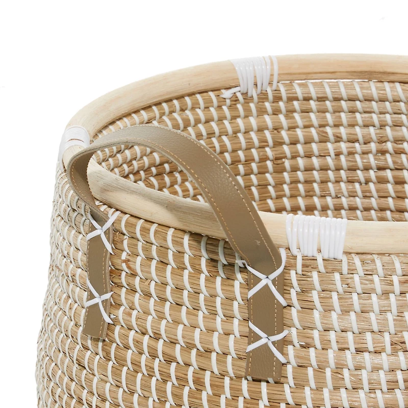 Natural Wheat Beige Round Contemporary Storage Basket Set