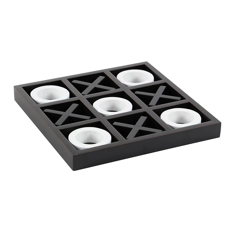 Black & White Wood Tic-Tac-Toe Game Set