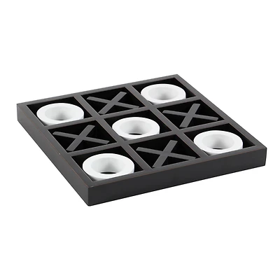 Black & White Wood Tic-Tac-Toe Game Set