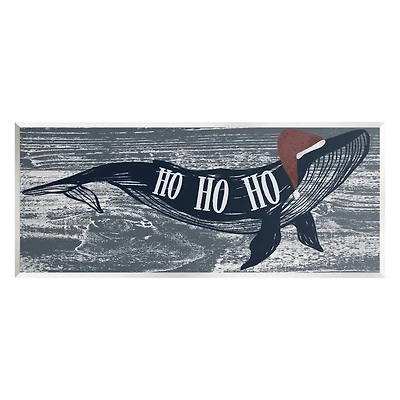 Stupell Industries Ho Ho Ho Christmas Santa Whale Wall Plaque Art