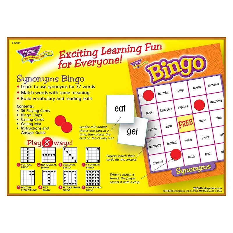 Trend Enterprises® Synonym Bingo