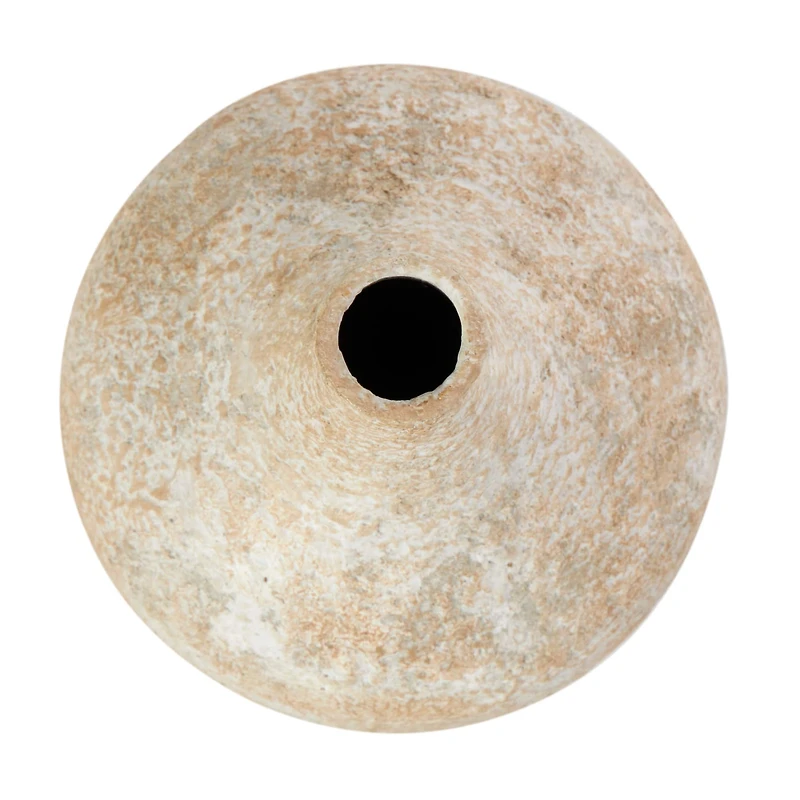 15" Rustic Beige Antique-Style Metal Vase