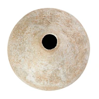 15" Rustic Beige Antique-Style Metal Vase