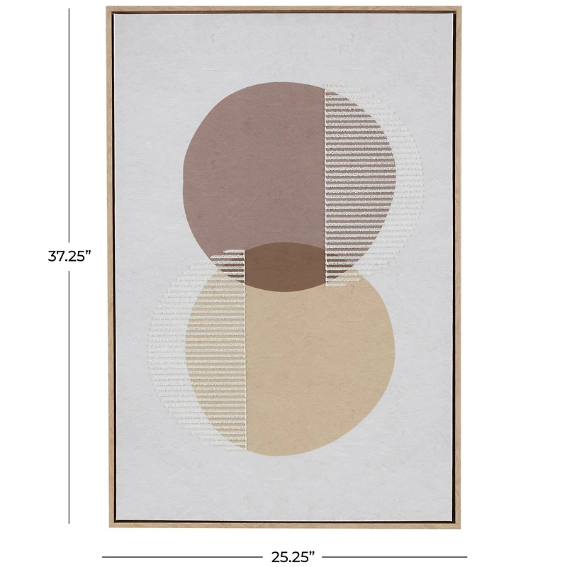 25" x 37" Wooden Geometric Circle Wall Art with White Fabric Detailing