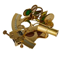 Gold Brass Sextant Compass with Decorative Box Set
