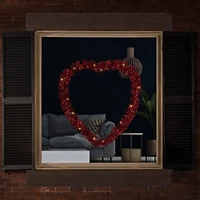 25.25" Red LED Valentine's Day Tinsel Heart Window Silhouette