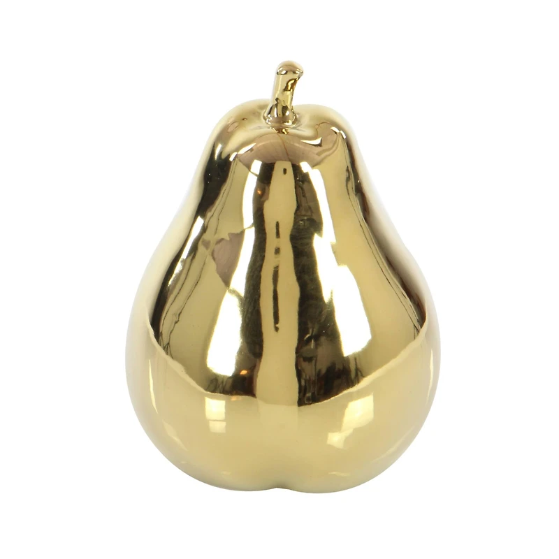 Set of 4 Gold Stoneware Glam Fruit Sculpture, 11" x 8"