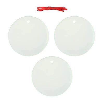 3" Round Clear Frosted Glass Sublimation Ornaments, 3ct. by Make Market®
