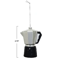 Hello Honey® 4.75" Black & Silver Finish Glass Espresso Pot Ornament