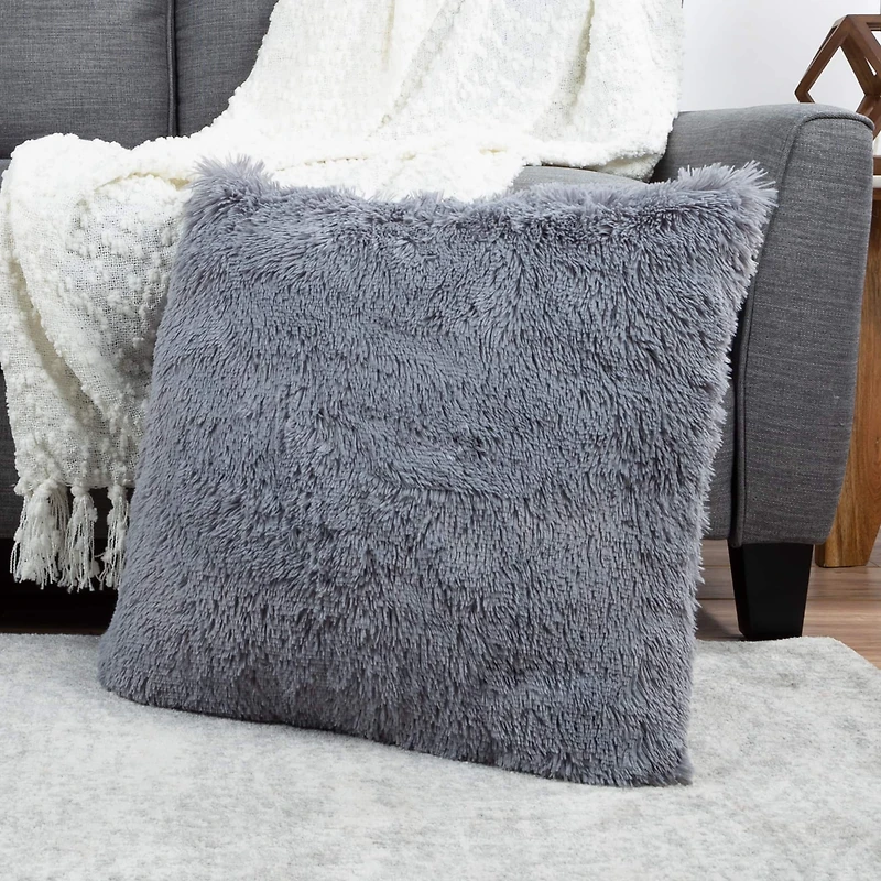 Hastings Home Faux Fur Shag Throw Pillow