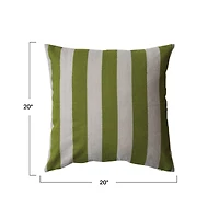 Hello Honey® 20" Green & Natural Cotton & Linen Striped Pillow