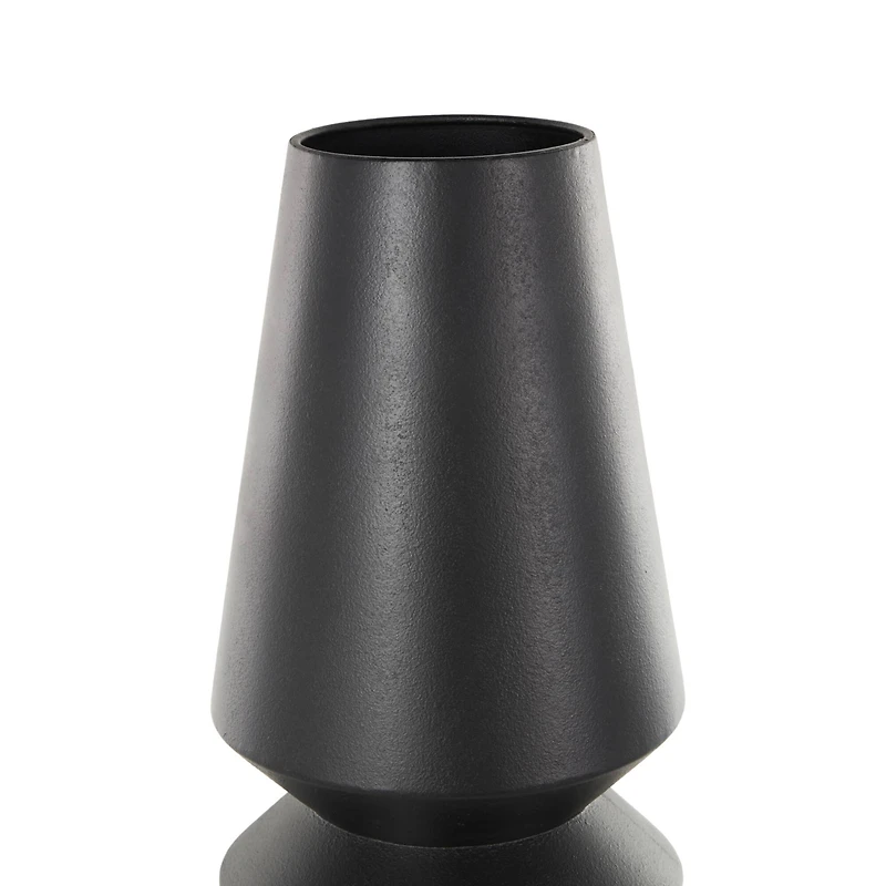 24" Black Metal Art Deco Fluted Decorative Vase