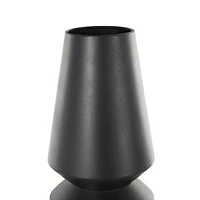 24" Black Metal Art Deco Fluted Decorative Vase