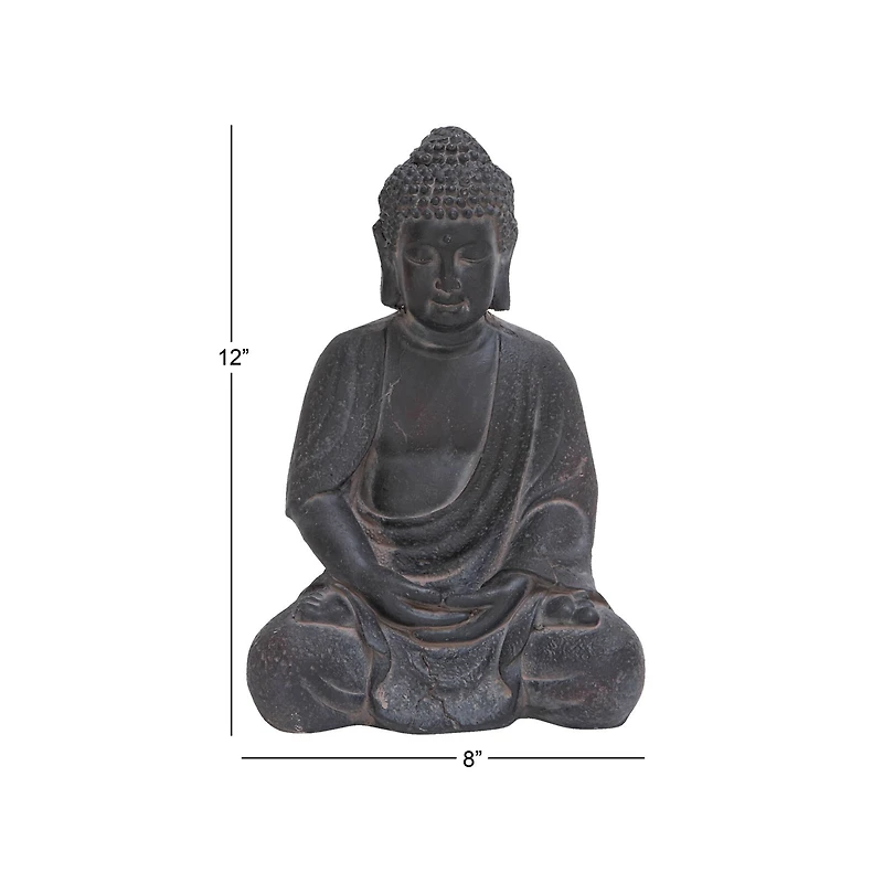 CosmoLiving by Cosmopolitan Grey Ceramic Sculpture, Buddha 12" x 8" x 7"
