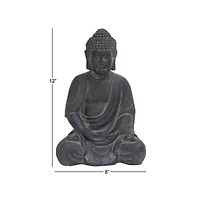 CosmoLiving by Cosmopolitan Grey Ceramic Sculpture, Buddha 12" x 8" x 7"