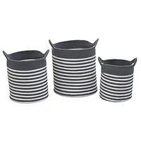 Household Essentials Gray & White Striped Cotton Basket Set