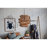 Hello Honey® 16" Boho Natural Woven Rattan Sculptural Pendant Light