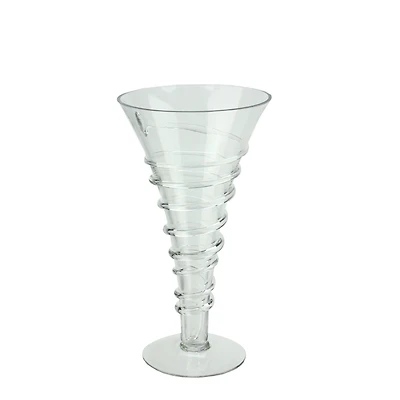 15.75" Clear Transparent Spiral Glass Trumpet Vase