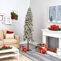 7ft. Pre-Lit Flocked Grand Alpine Artificial Christmas Tree, Clear LED Lights