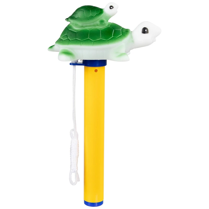 9" Green & Yellow Turtle Family Floating Swimming Pool Thermometer with Cord