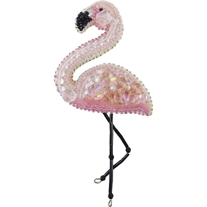 Crystal Art Beadwork Kit For Creating Brooch Flamingo
