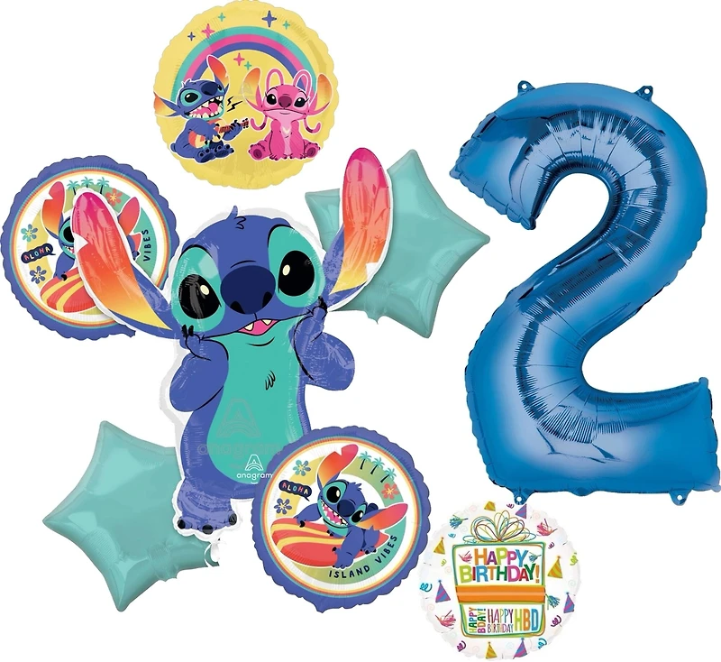 Lilo & Stitch Birthday 8-Piece Foil Balloon Bouquet