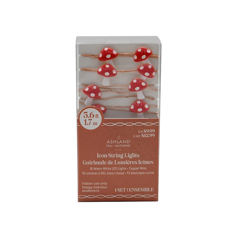 18ct. Warm White LED Mushroom Icon String Lights by Ashland®